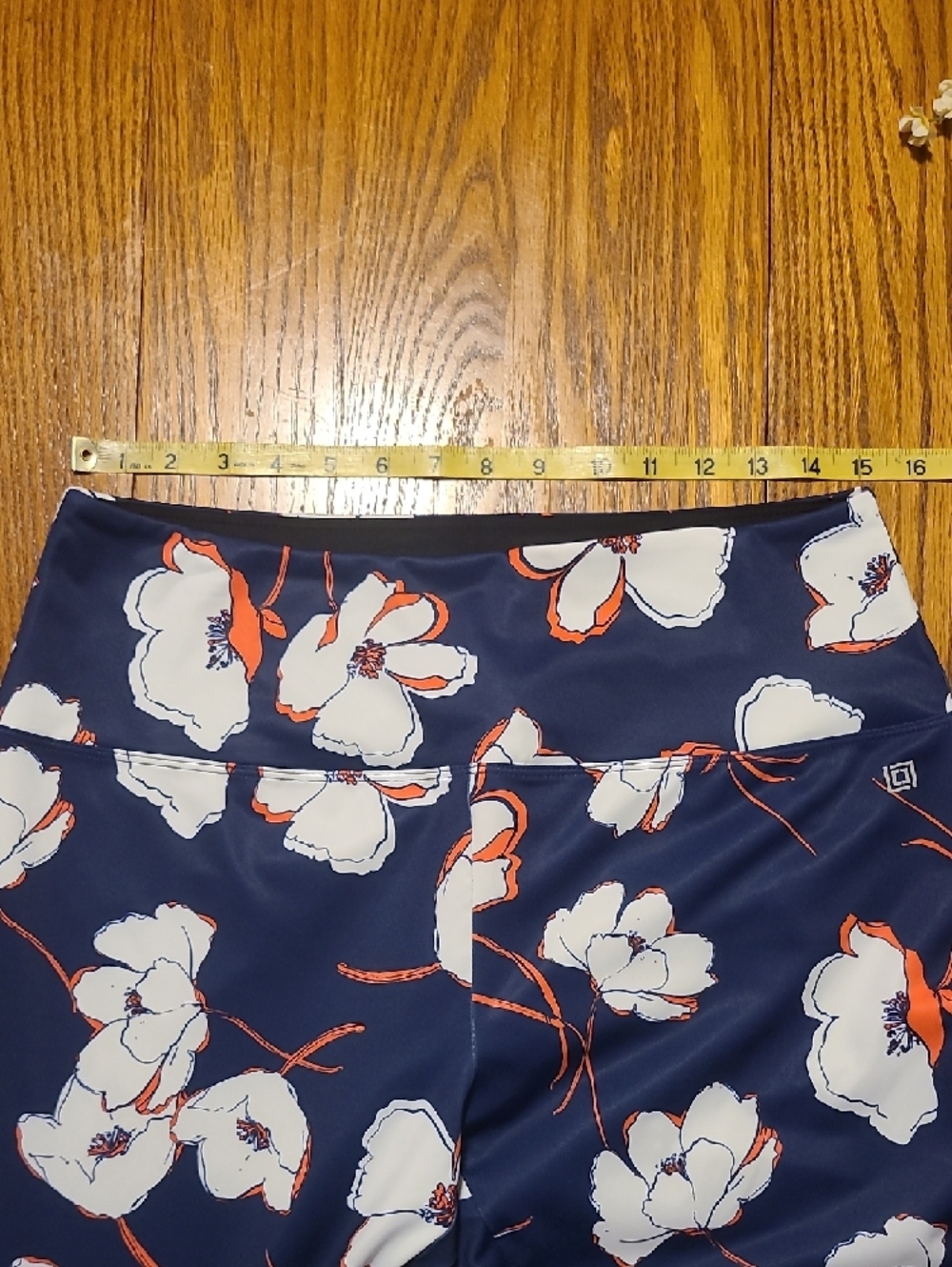Liz Claiborne Navy Pants with White and Coral Floral Print - Picture 4 of 7